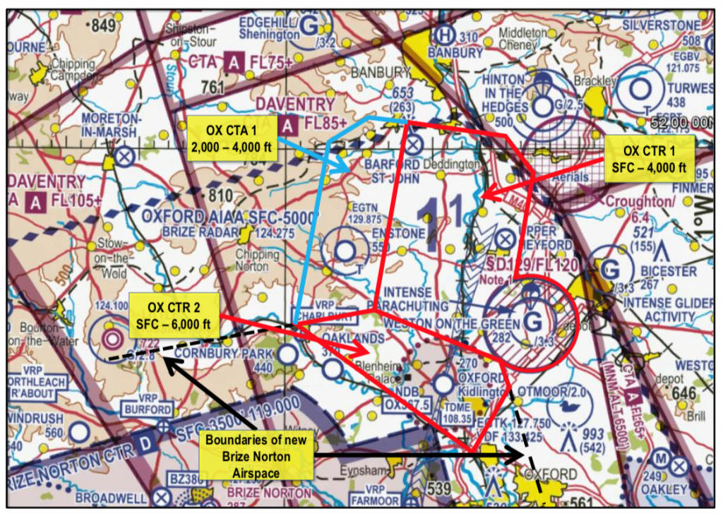 Proposed new controlled airspace around Oxford airport