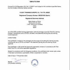 FTEJerez formally approved by UK CAA
